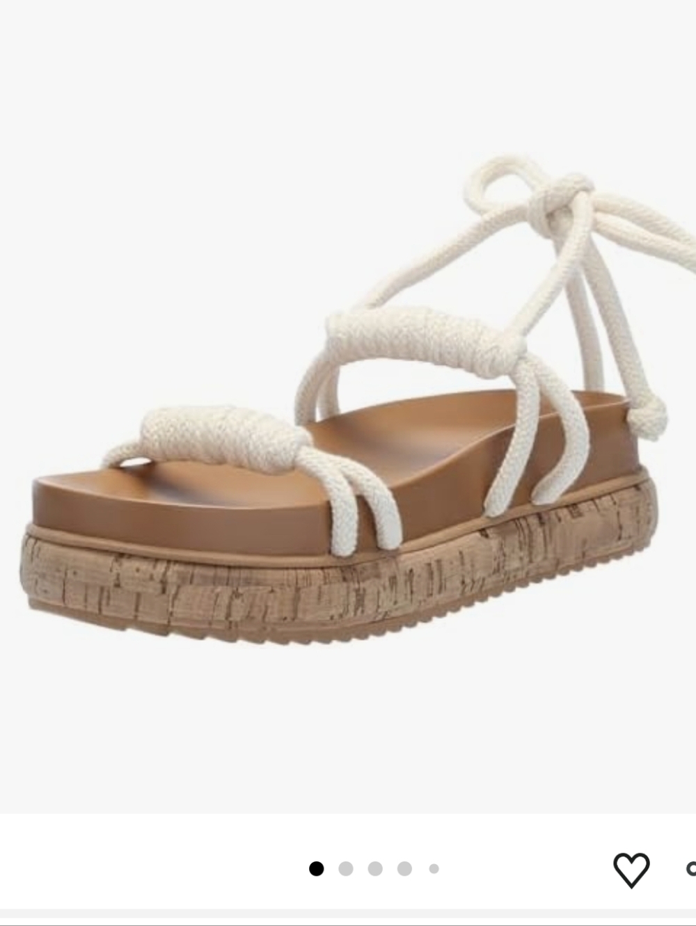 Schutz Nagie Cru lvory FlatWedge Cork Heel Tie UpRope Sandals. - Picture 12 of 13